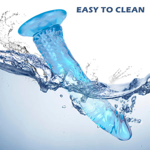 7.9 ' ' Blue Soft Realistic Dildo, Jelly Dong Stimulator with Strong Suction Cup for Hands-Free Play, Lifelike Penis Adult Sex T