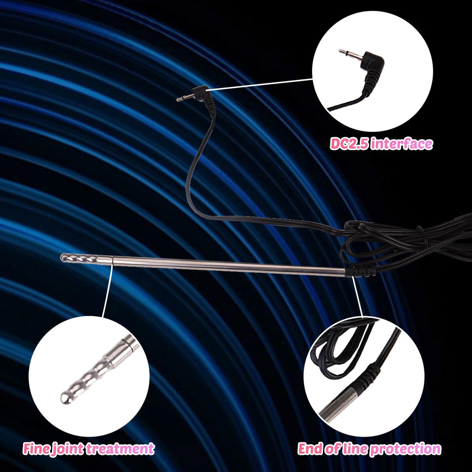 4-Ring Male Masturbation Adjustable Penis Ring with Beads Electric Shock Metal Urethral Plug Male Electric Shock Sex Toy