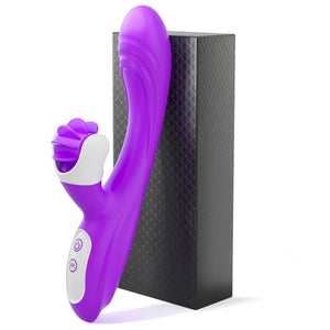 2in1 G Spot Vibrator Sex Toys for Women and Couple, Thrusting Body-Safe Silicone Vibrator Rabbit with 9 Rotating & 9 Vibrating M