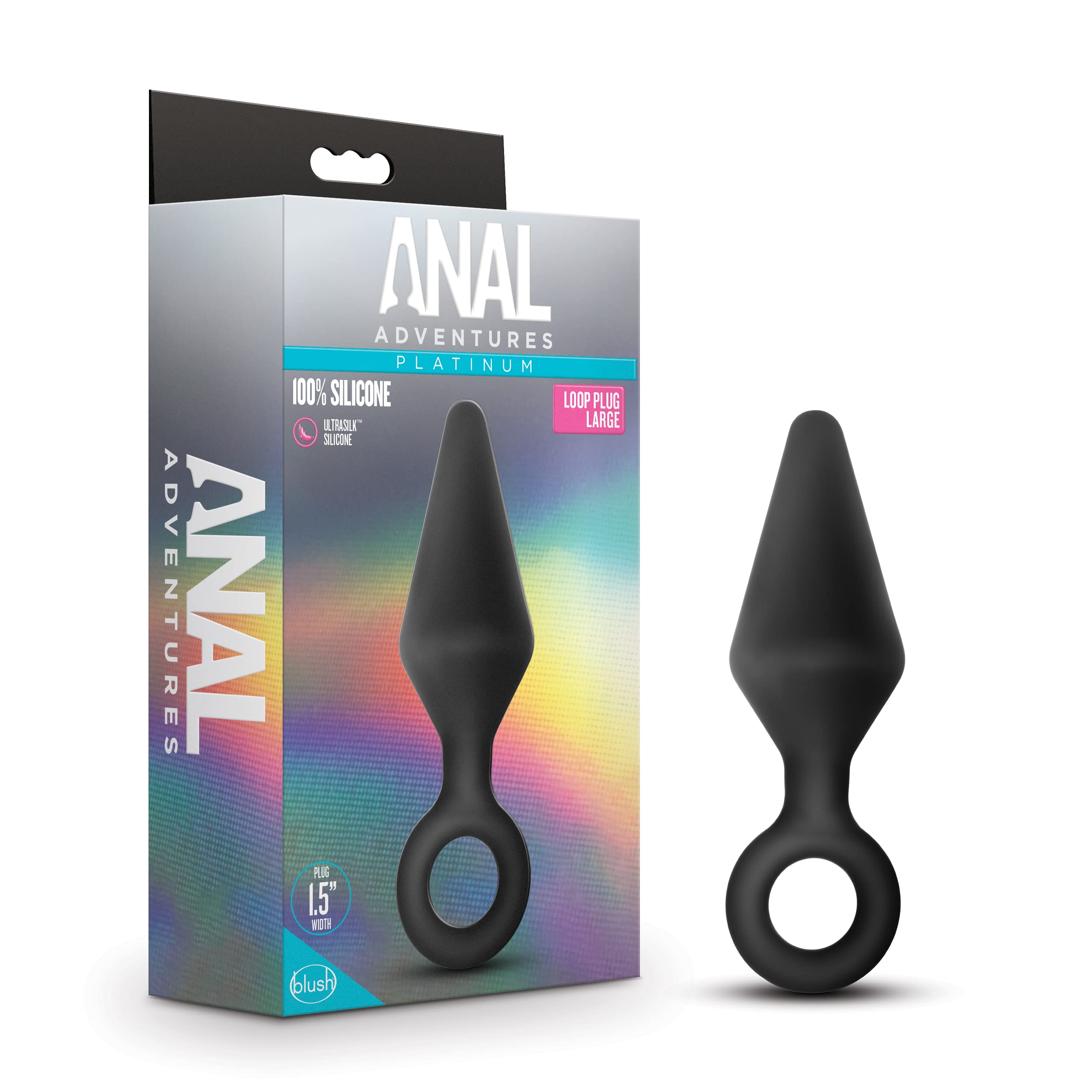 Blush Novelties Anal Adventures Platinum Silicone Plug - Tapered Butt Plug for Safe Anal Training - Comfortable Loop Base for Ea