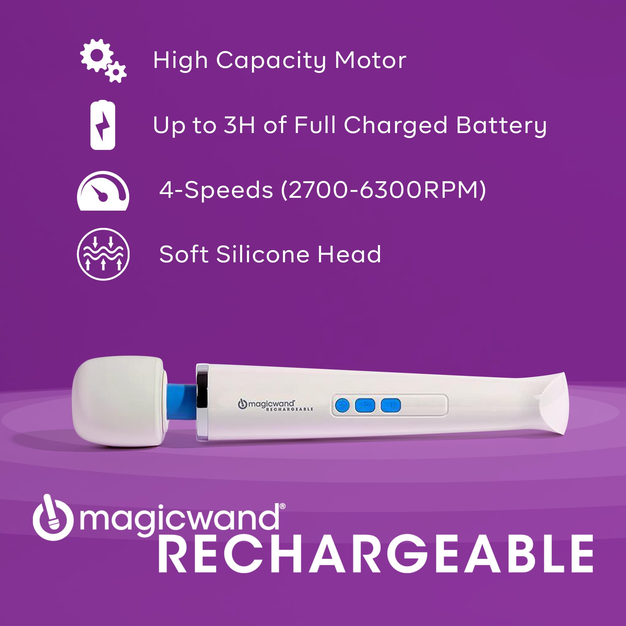 Magic Wand Massager Rechargeable Hv-270 - Cordless Multi-Function Variable-Speed Neck Massager With Soft Silicone Head - Persona