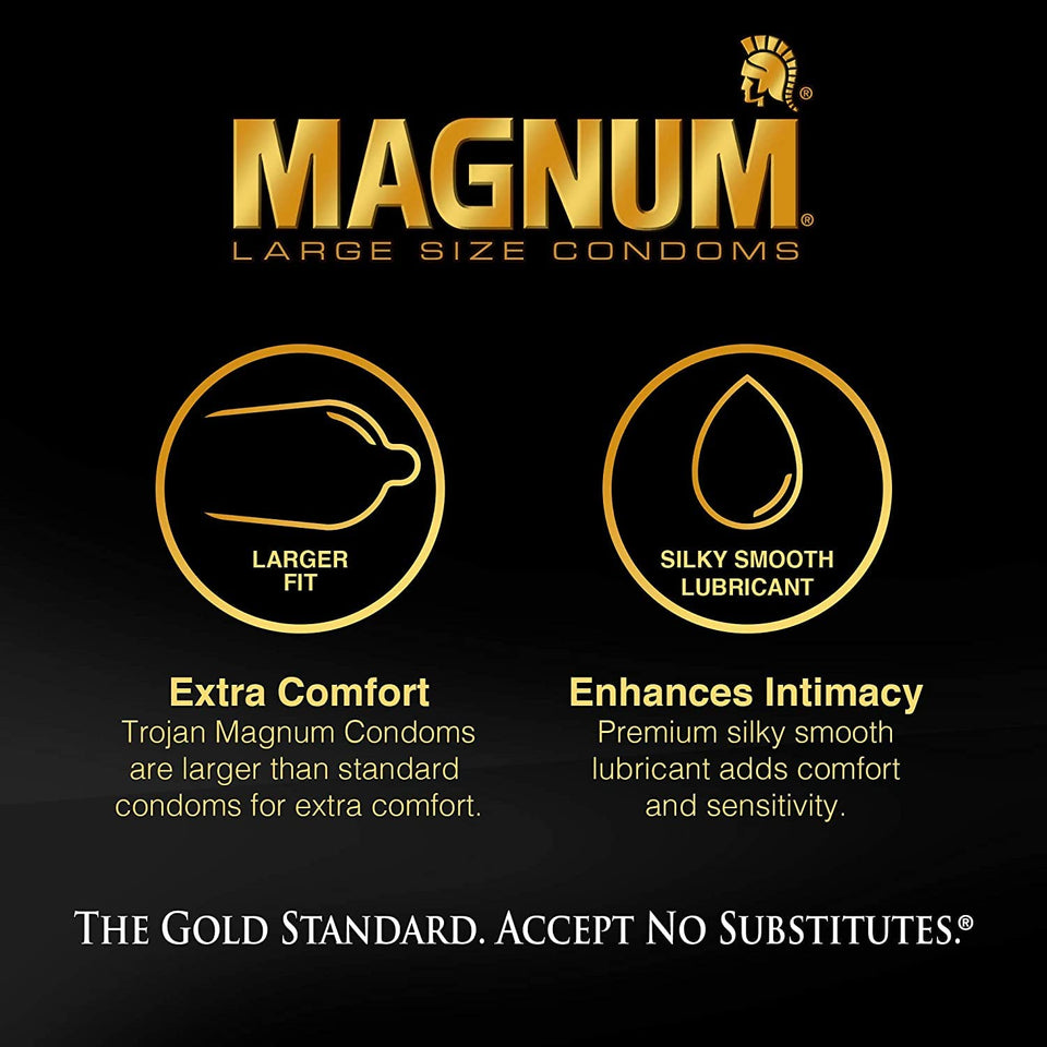 Trojan Magnum XL Size Lubricated Latex Condoms (12 Count - Pack of 3)