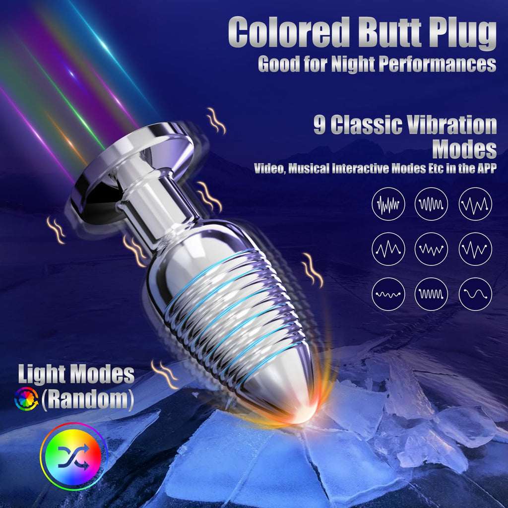 HODEVO Adult Anal Plug Sex Toy, Vibrating Anal Butt Plug, Light Up But Plug with App and Remote Controlled Vibrator, Stainless S