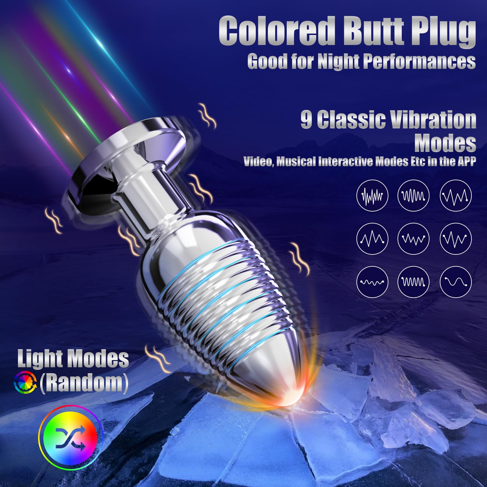 HODEVO Adult Anal Plug Sex Toy, Vibrating Anal Butt Plug, Light Up But Plug with App and Remote Controlled Vibrator, Stainless S