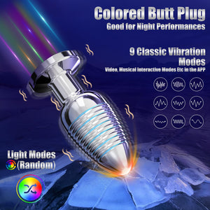HODEVO Adult Anal Plug Sex Toy, Vibrating Anal Butt Plug, Light Up But Plug with App and Remote Controlled Vibrator, Stainless S