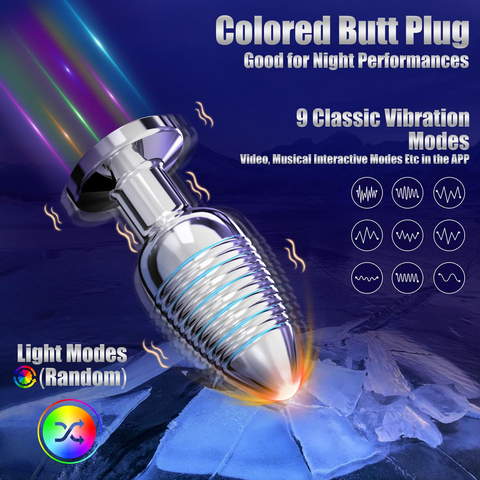 HODEVO Adult Anal Plug Sex Toy, Vibrating Anal Butt Plug, Light Up But Plug with App and Remote Controlled Vibrator, Stainless S