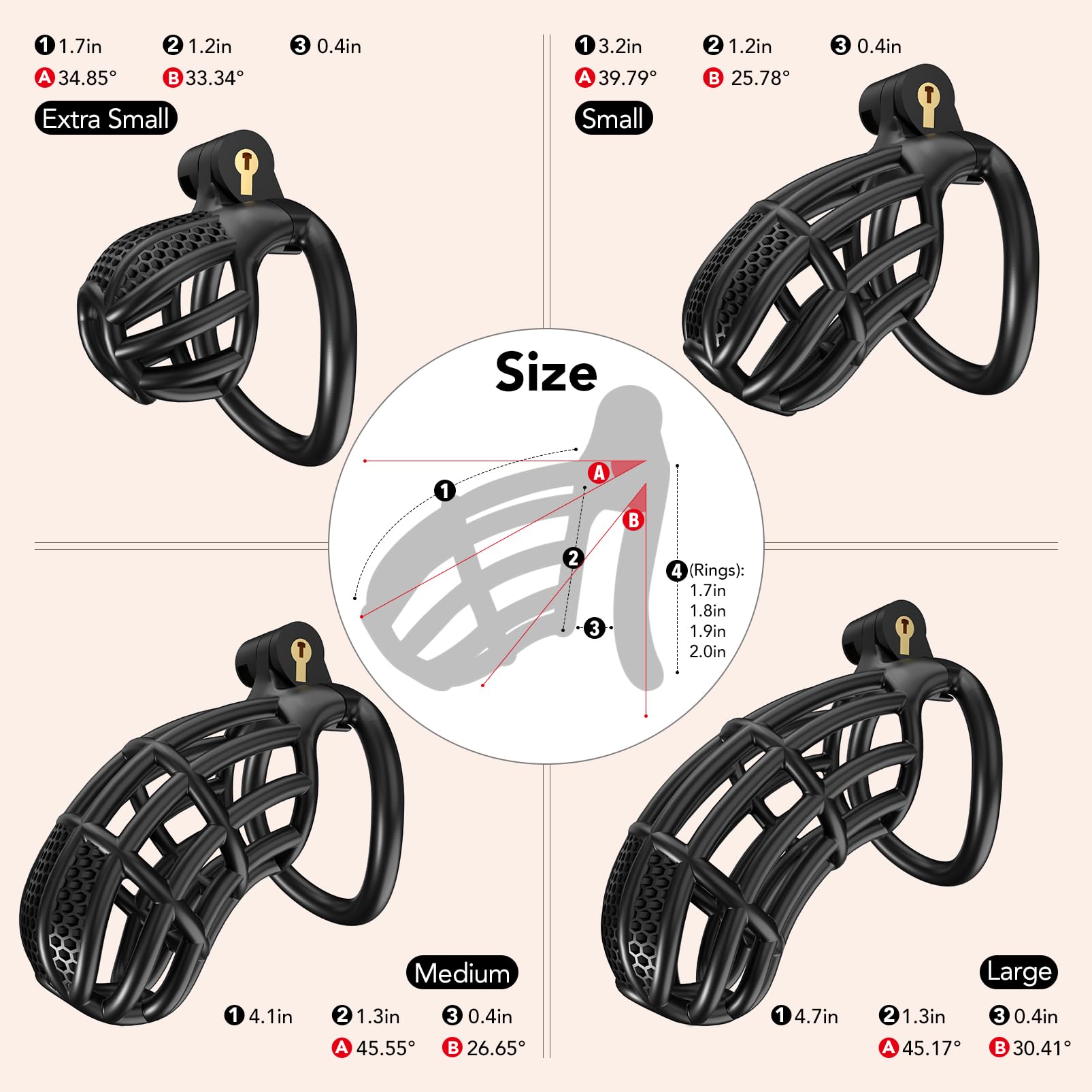 Male Chastity Device Cock Cage - UTIMI Lightweight Plastic Chastity Cage for Man Penis Exercise 3D Printed Black Bondage Gear Ad