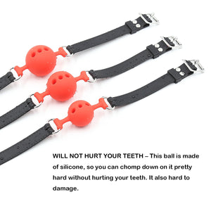 RYOZOCH Silicone Breathable Ball Gag for Adult Bondage Restraints Sex Play (Red+Black, 1.9in Ball)