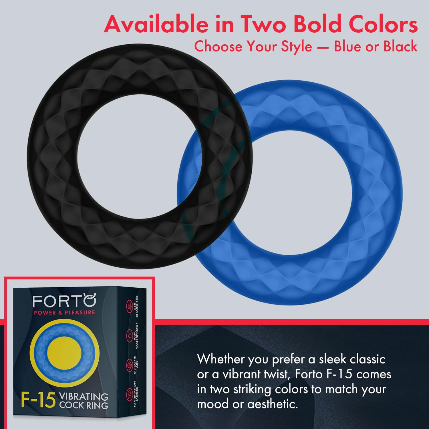 Forto F-15: Silic Vibrating Cockring Bk