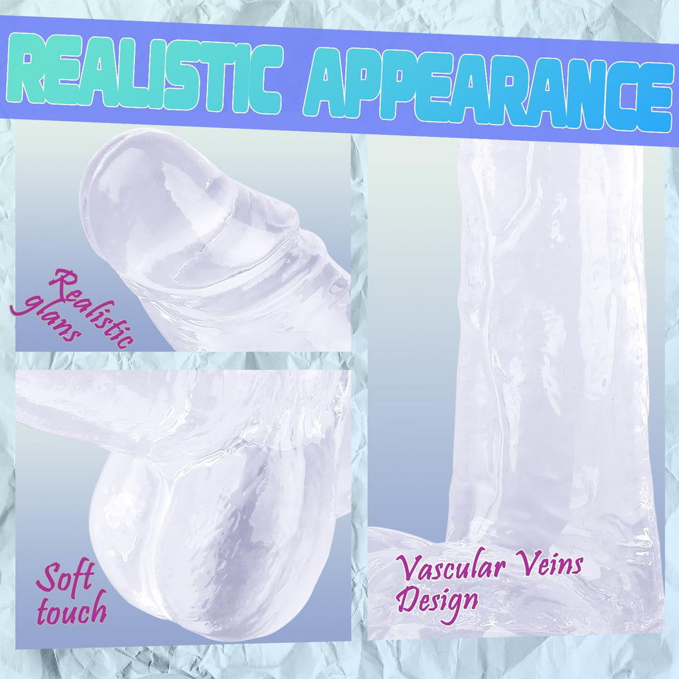 8.2 '' Long G-spot Dildo, Body Safe Material, Lifelike Skin-Touching Feeling, Powerful Suction Cup Dildo for Hands-Free Play & A