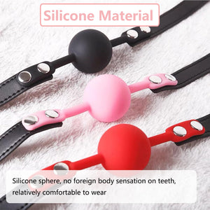 DFsucces Leather Restraints Ball Mouth Plug Silicone Bondage Ball Gag for Sex, BDSM Restraints Toys Sex Gag Muzzles (Pink) (P1)