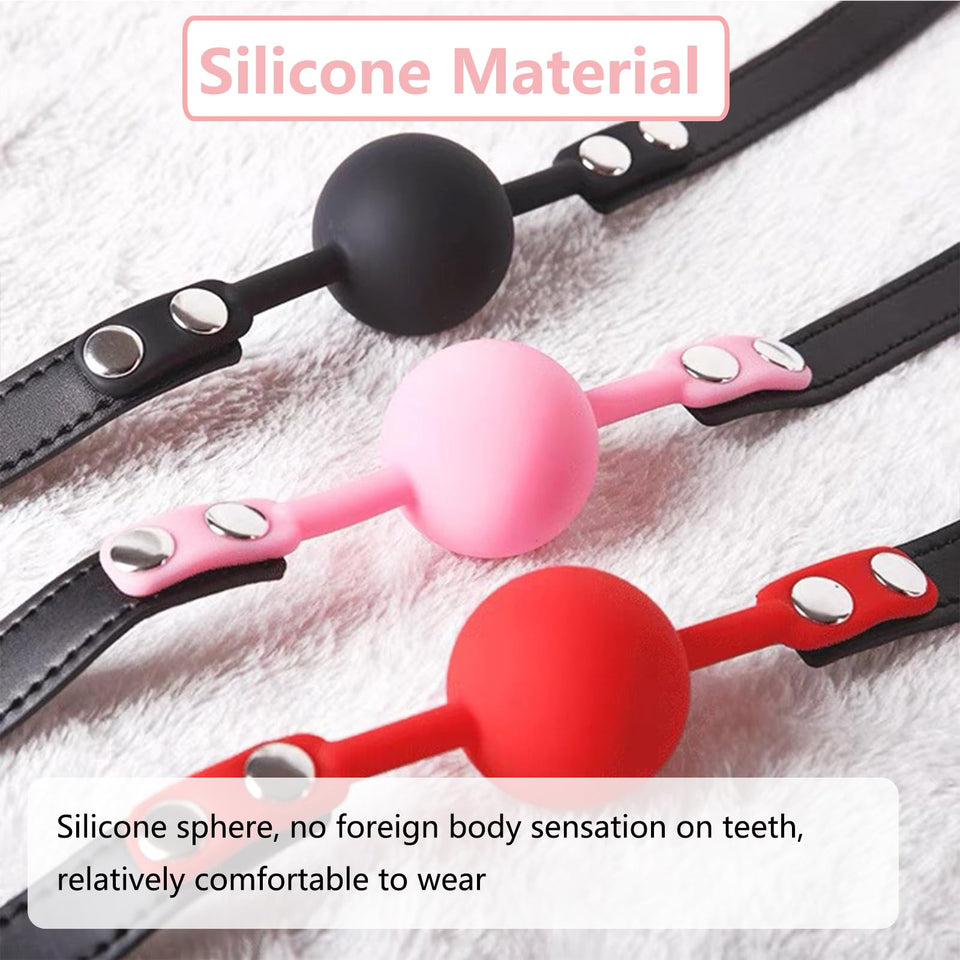 DFsucces Leather Restraints Ball Mouth Plug Silicone Bondage Ball Gag for Sex, BDSM Restraints Toys Sex Gag Muzzles (Pink) (P1)