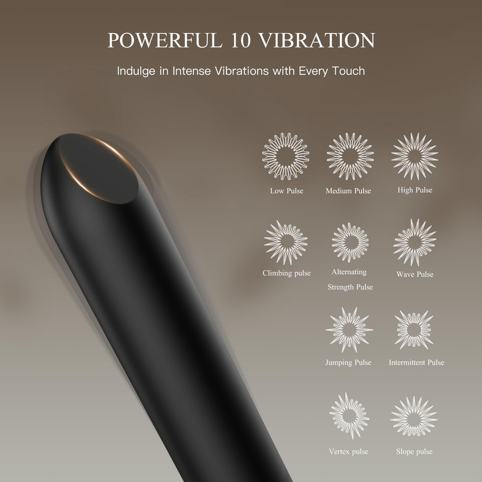 Bullet Vibrator with Angled Tip for Precision Clitoral Stimulation, Discreet Rechargeable Lipstick Vibe with 10 Vibration Modes