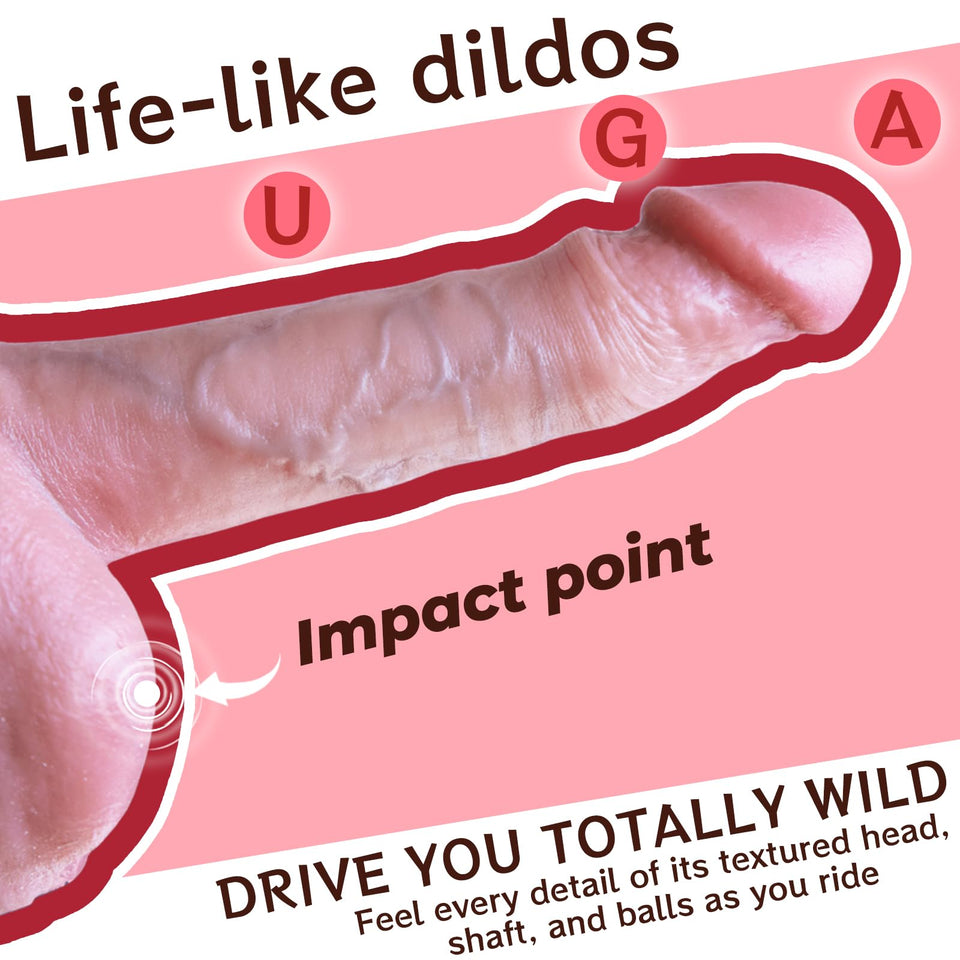 7.55 Inch Long Realistic Dildos with Suction Cup, Reproduction Real Dildo, Lifelike Slim Soft Silicone Dildo, Realistic Penis fo