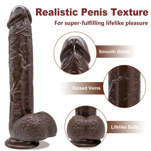 9.25 Inch Realistic Dildo Adult Sex Toys for Women Men, Lifelike G Spot Clitoral Black Huge Dildo with Strong Suction Cup for Ha