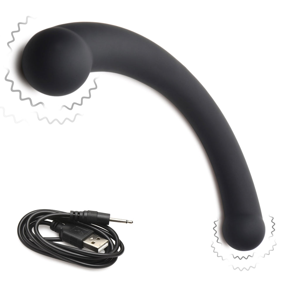 MASTER SERIES 10X Vibra-Crescent Dual-Ended Dildo Made with Premium Silicone for Men Women & Couples. G-Spot P-Spot Powerful Vib