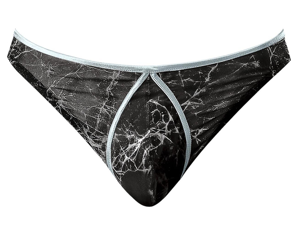 Marble Mesh Mini Thong Black L/Xl