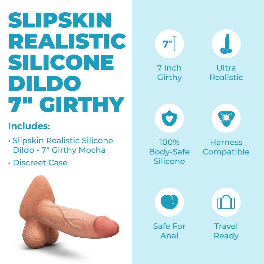 b-Vibe Slipskin Dildo 7in Girthy Mocha