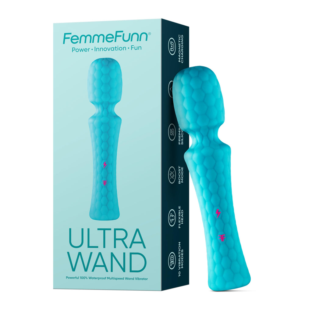 Femme Funn Ultra Wand Vibrator for Adults - Soft Silicone, Aqua, Regular - Waterproof Sex Toys with Multiple Vibration Patterns,