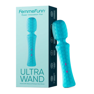 Femme Funn Ultra Wand Vibrator for Adults - Soft Silicone, Aqua, Regular - Waterproof Sex Toys with Multiple Vibration Patterns,