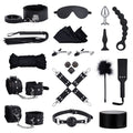 Sex Bondage BDSM Kit Restraints - UTIMI Upgrade Restraint Sets with Adjustable Handcuffs Collar Ankle Cuff Dice Beads Anal Plug
