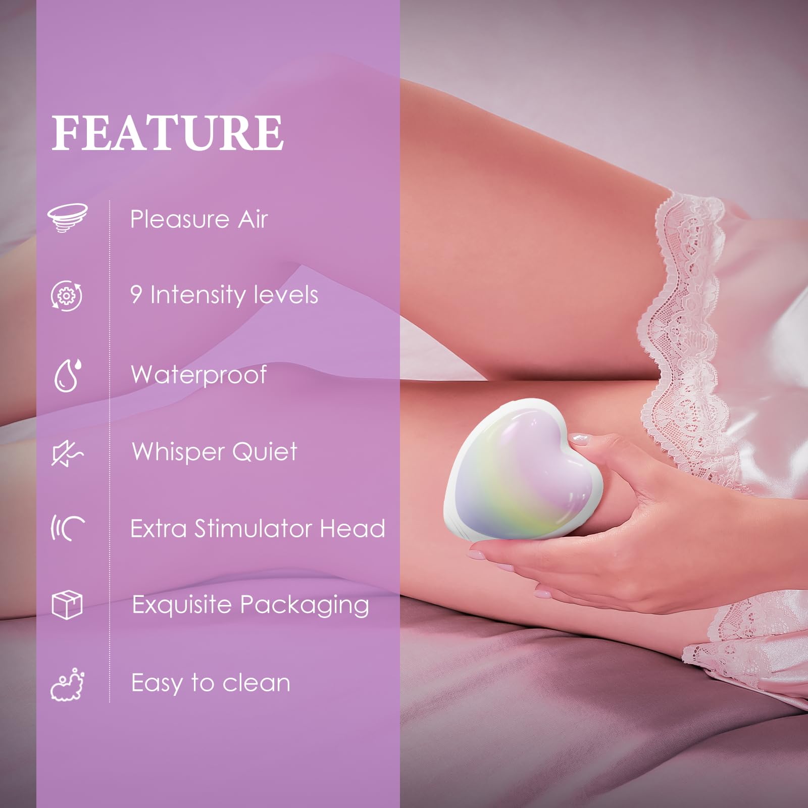 DIAMOND LOVER Sex Toy for Women - Heart Sucking Vibrator Clitoral Nipple Stimulator with 9 Modes, G spot Vibrator with Double Wa