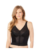 Exquisite Form FULLY Full-Coverage Slimming Longline Posture Bra, Front Closure, Lace, Wire-Free #5107565, Black, 44D