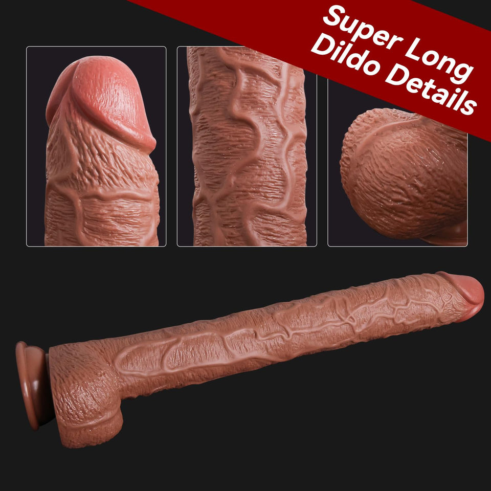 16.93 Inch Super Long Dildo Realistic Huge Big Black Anal Dildo with Small Glans,Giant Dildo Strap on Dildo with Strong Suction