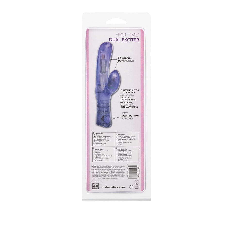 Calexotics First Time Dual Exciter - 3-Speed Waterproof 2-In-1 Dual Motors G-Spot And Clitoral Vibrator Massager, Purple