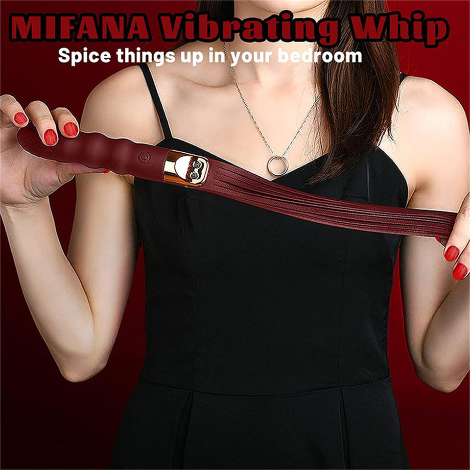 Sex Toy Vibrating Whip BDSM Leather Restraint Bondage Sex Role Play Training Whip Sex Toy for Couple Flriting and Teaser Whip fo