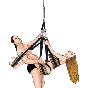 RZY Adult Sex Swing Set-360? Spinning Trapeze Fluffy Liner Super Soft Swing Kit Indoor Ceiling Swing with Steel Triangle and Spr