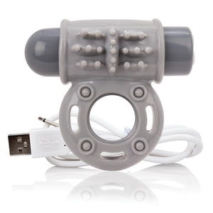 Charged OWow Vooom Mini Vibe - Grey Vibrating Cock Ring for Men - Reusable Penis Ring Vibrator, Couples Sex Toy, Enhances Pleasu
