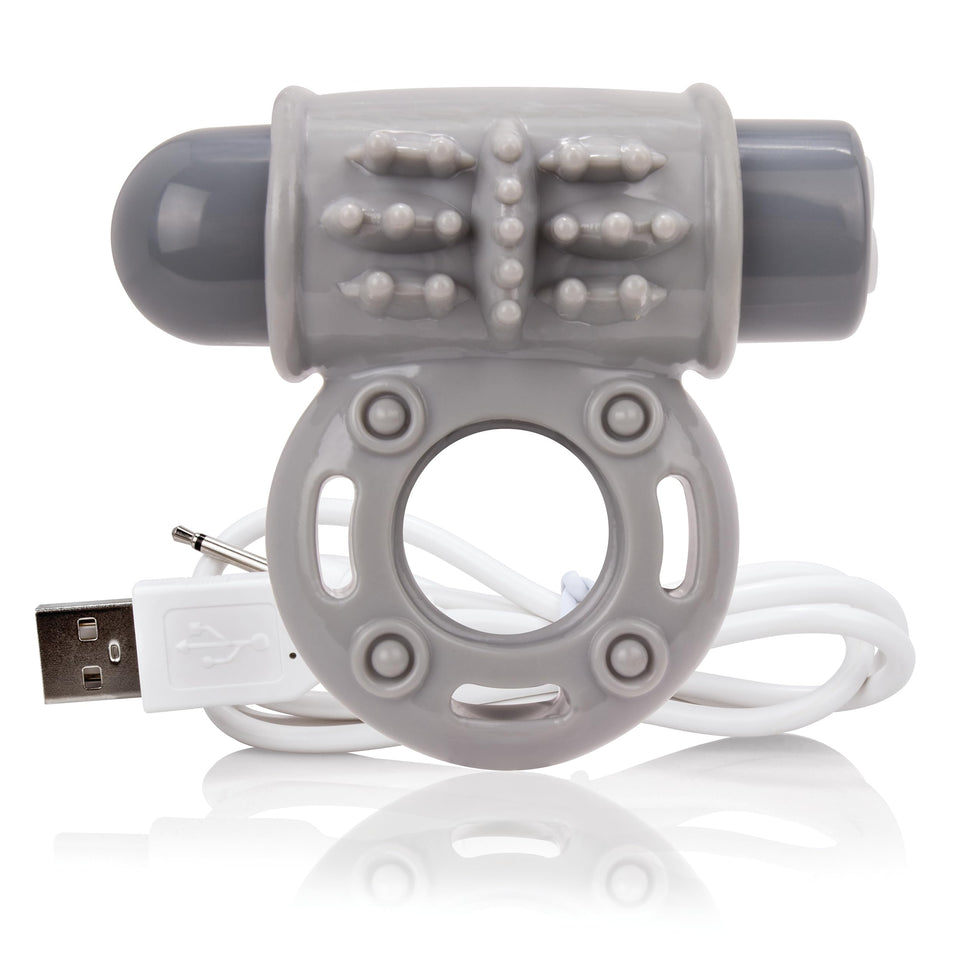 Charged OWow Vooom Mini Vibe - Grey Vibrating Cock Ring for Men - Reusable Penis Ring Vibrator, Couples Sex Toy, Enhances Pleasu