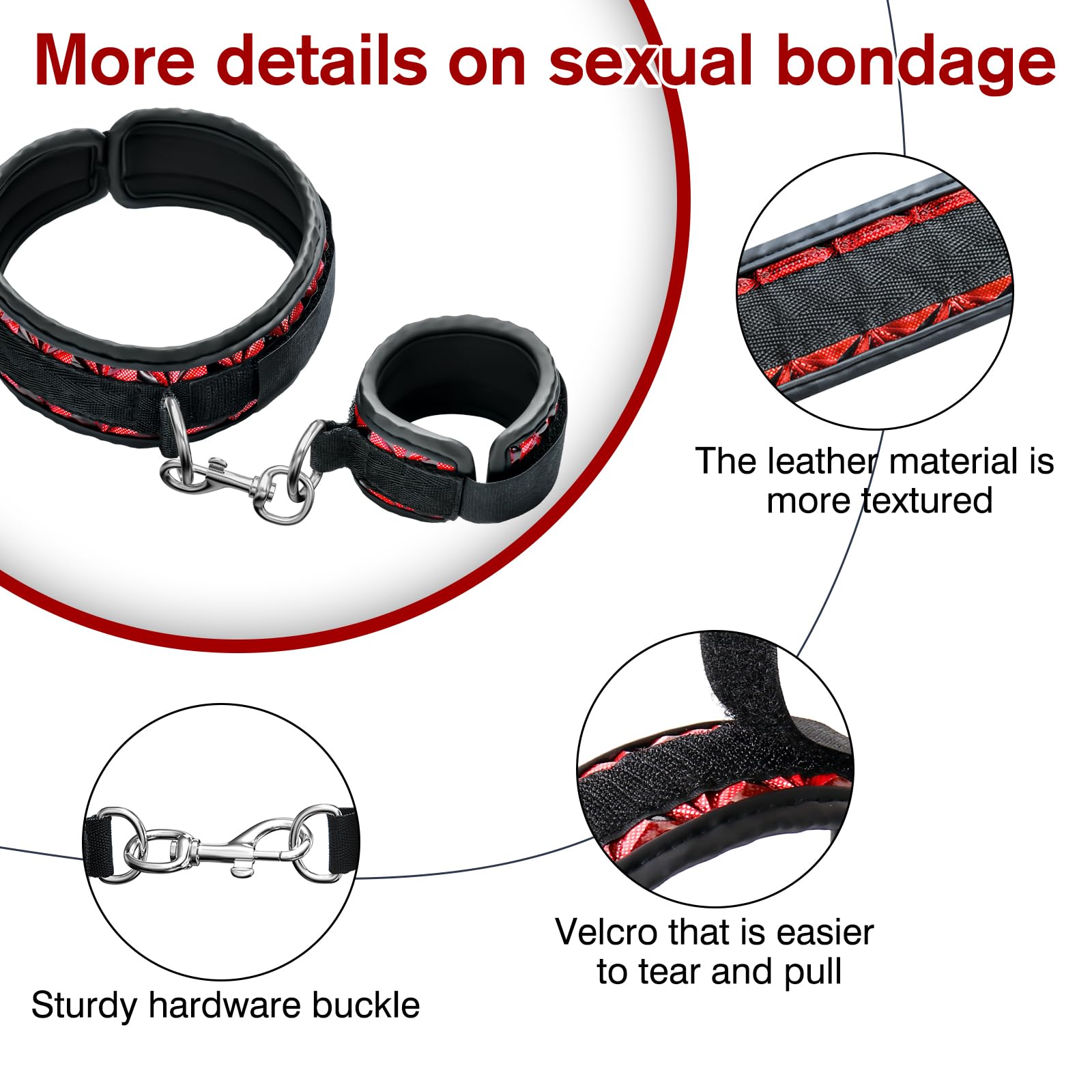 BDSM Restraints Wrist & Thigh Cuffs Sex Bondage, SM Adult Toys for Women with Adjustable Leg Straps Handcuffs for Couple Beginne