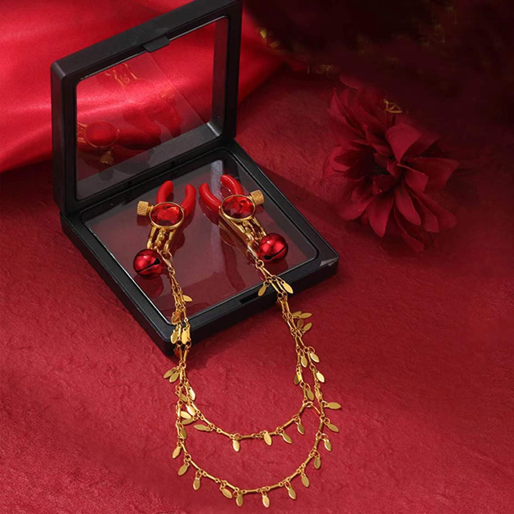 Non Piercing Nipple Clamps for Pressure, Red Adjustable Breast Clit Clip Jewelry Sex Toy Nipple stimulates Women Girl Female Ple