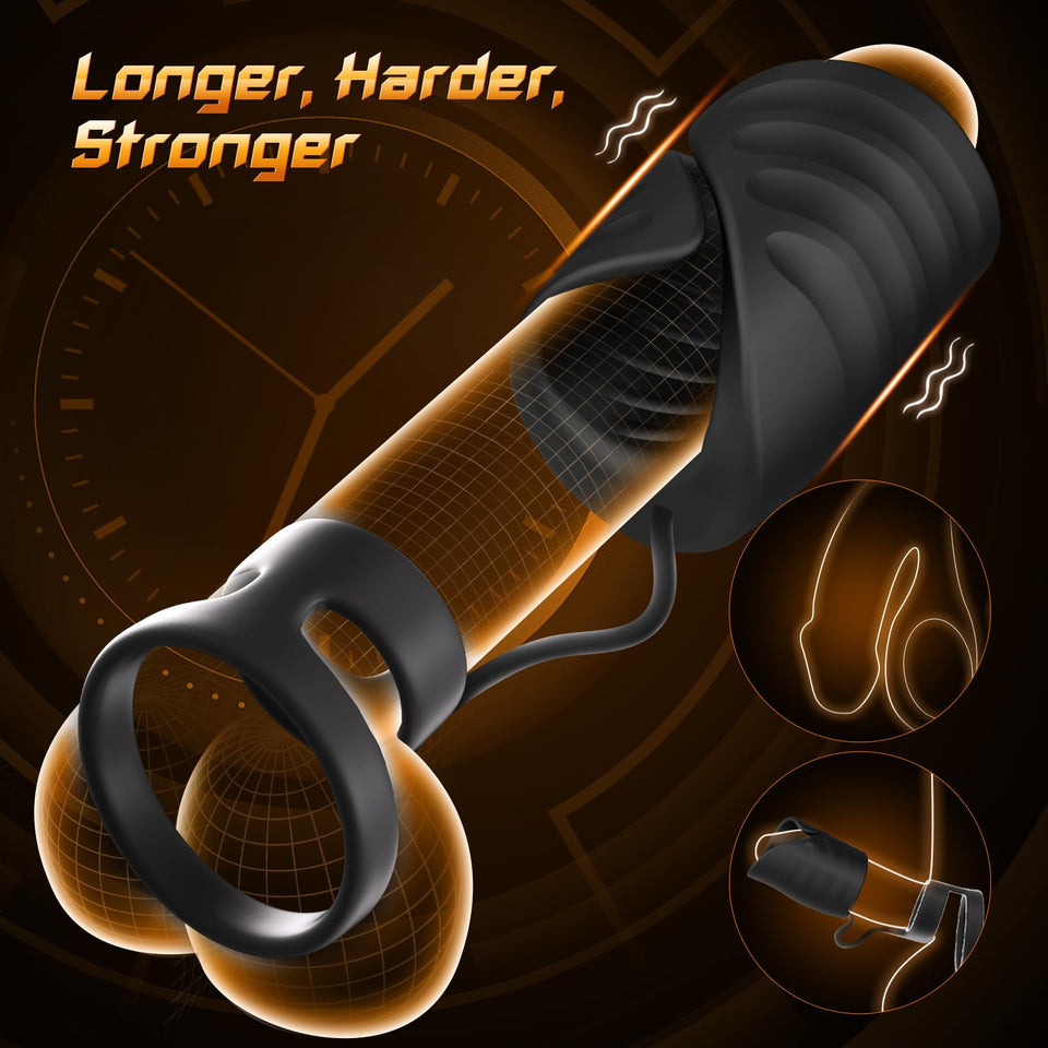 Male Sex Toys for Men Vibrator, 9 Vibrating Stretchy Male Masturbator with 2 Cock Penis Ring, APP & Remote Control, Penis Traine