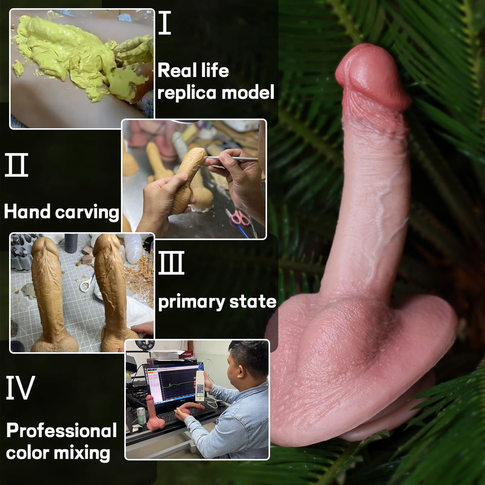 Reproduction Handmade Dildo, Silicone Realistic Dildos Soft Penis for G-Spot Stimulation, Suction Cup Dildo for Hands-Free, Flex