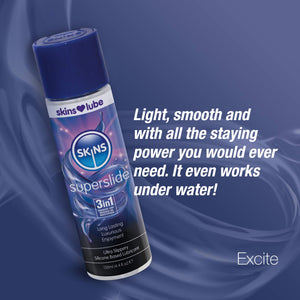 Skins Skins Super Slide 3In1 Premium Latex Safe Silicone Based Long Lasting Lubricant With Reaquav8 Technology 44 Fl Oz 130Ml