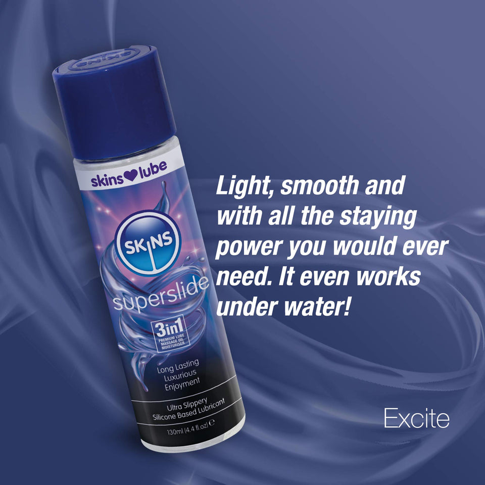 Skins Skins Super Slide 3In1 Premium Latex Safe Silicone Based Long Lasting Lubricant With Reaquav8 Technology 44 Fl Oz 130Ml