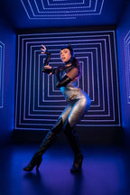 4 Pc Feline Felon, Includes Holographic Catsuit With Boot Detail, Fishnet Gloved Shrug, Cat Ear Skull Cap, And Belt.