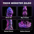 9.6 '' Monster Dildo Fantasy Horse Dildo with 2 Big Knots, Huge Dildo Thick Anal Dildo with Strong Suction Cup, Dragon Dildo Dog