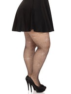 Fishnet crystalized tights with multi sized iridescent rhinestones.