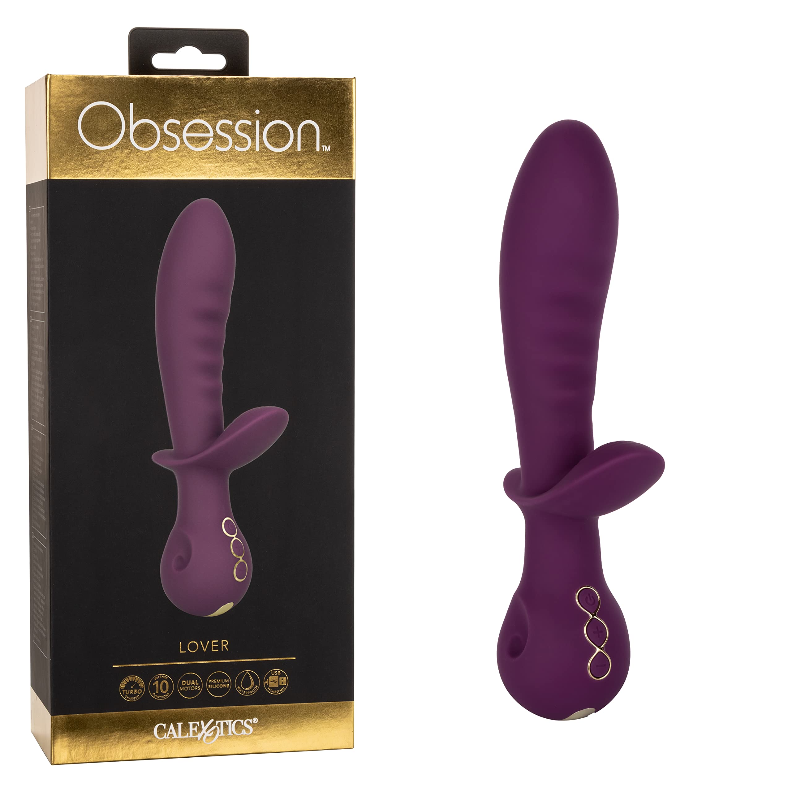 CalExotics Obsession Lover Vibrator - Premium Rechargeable Silicone Rabbit Massager Sex Toy for Women - Purple