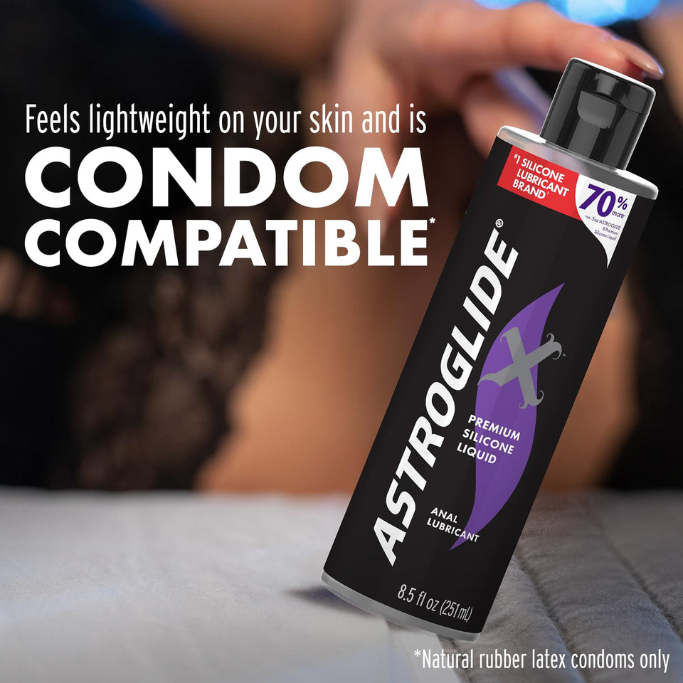 Astroglide Silicone Lube (8.5oz), X Premium Personal Lubricant for Vaginal and Anal Sex, Extra Long-Lasting Silky Lube, Waterpro