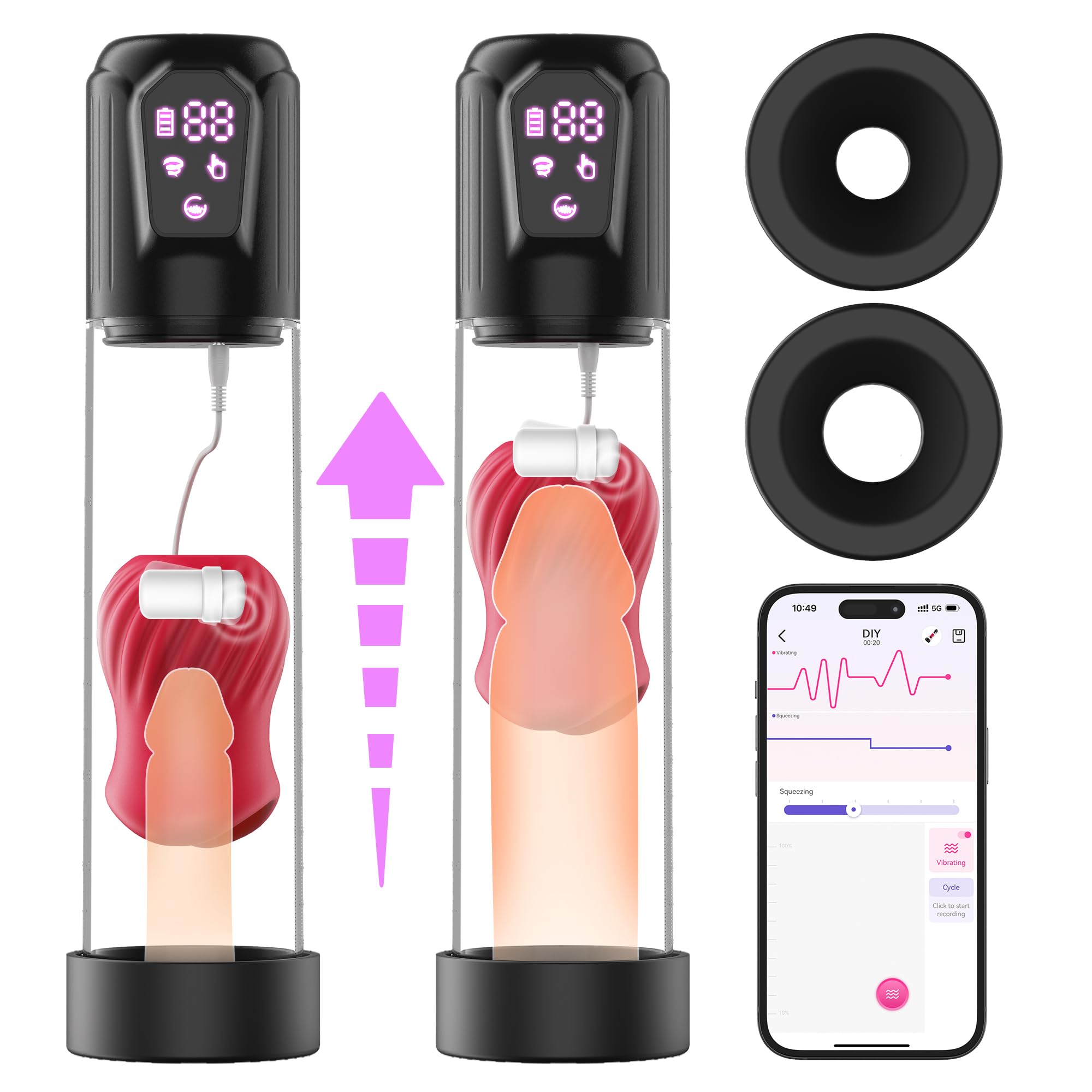Sex Toys for Men Penis Pump - Automatic Sucking Male Masturbator with Electric Sucking Enlargement- 5 Vibration & Suction Pocket