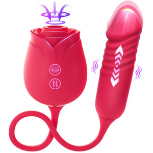 Vibrator Dildo Sex Toys for Women - MOOLIGIRL Rose Sex Toy with Thrusting G Spot Vibrators & 10 Sucking Modes for Clitoral Nippl