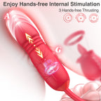 Rose Sex Toy for Womens Sex - 3in1 Upgrade Rose Sex Stimulator for Women with 7 Tongue Licking & 3 Thrusting Vibrator Dildo Adul