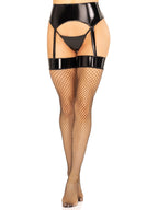 2 Pc Vinyl Garter Belt With At - Med/Lge / Black