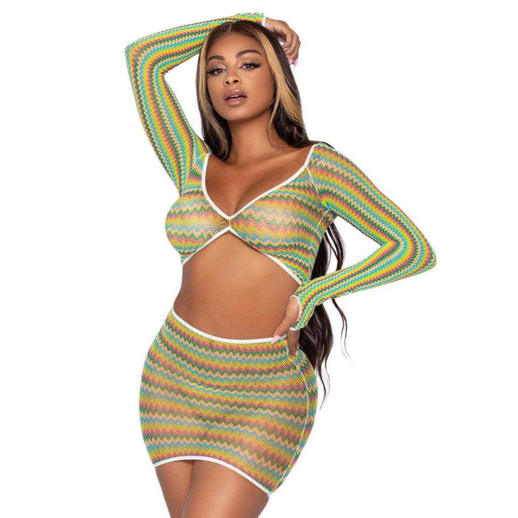 2 Pc Zig Zag Net Gauntlet Slee - O/S / Green