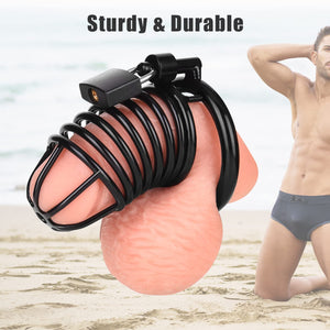 Male Cock Cage Chastity Device - UTIMI Large Chastity Cage with 4 Active Rings Adult Sex Toy for Men Penis Exercise | Key and Lo